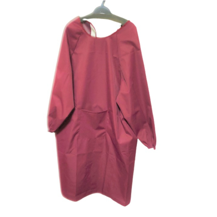 新品 送料無料 防水 耐油 長袖 エプロン カッポウ着 割烹着 ゆったり サイズ★ワイン 拍卖