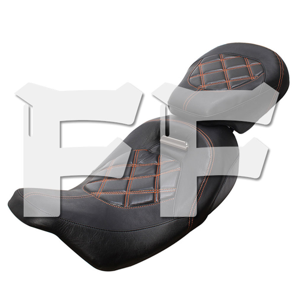 送料無料● ハーレー ツーリング ロード キング CVO リミテッド ストリート グライド.. 09-23 フロント リア シート オレンジ 新品拍卖