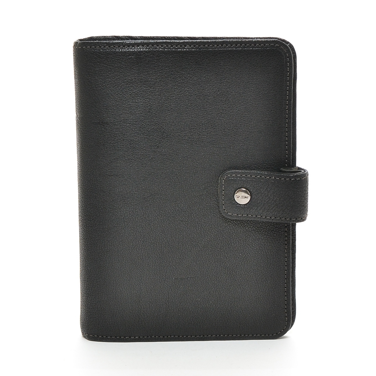 ●204738 TIP ZONE ティップゾーン 神戸 ●システム手帳カバー レザー革製 6連リング メンズ ブラック(黒) 無地拍卖