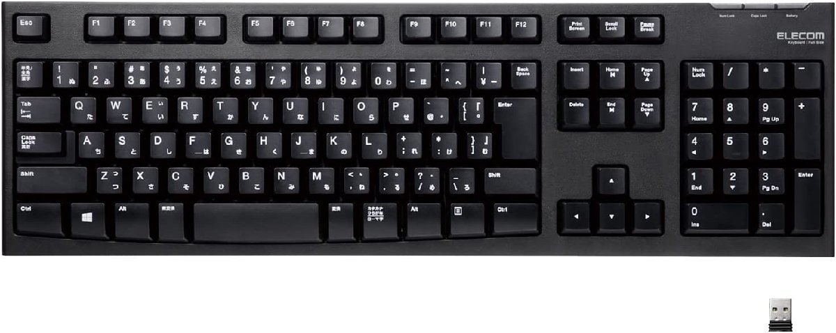 0623-5 短期展示品 エレコム USB キーボード ワイヤレス メンブレン フルキーボード ブラック TK-FDM063TBK拍卖