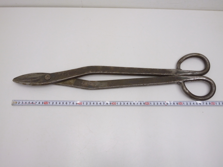 金切鋏 ステン 鶴光 全長約61cm はさみ 刃カケあり 中古 ジャンク拍卖