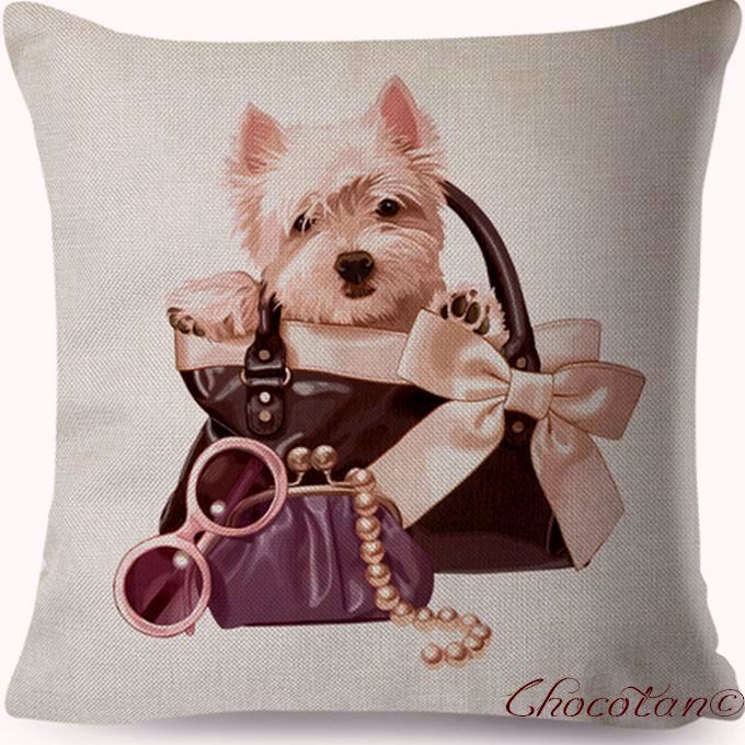 【送料無料】ウェストハイランドホワイトテリア ウェスティ D2 クッションカバー【新品】拍卖