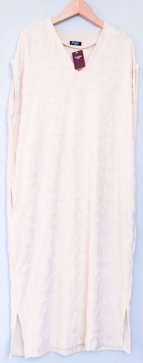 【新品未使用】marble SUD マーブルシュッド アイボリー ワンピース たんぽぽ タンポポ フリーサイズ Vネック ジャガード かわいい拍卖