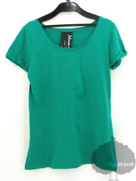YGG■オシャレ ジェレメッツソロ 背開き 半袖 Tシャツ 緑 S スライ Jel'emets solo 無地 トップス レディース拍卖