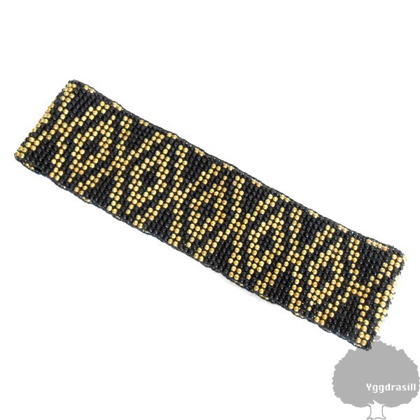 YGG★オシャレ!MURUA ムルーア ビーズ ベルト 黒×ゴールド レディース ゴムタイプ フリー拍卖