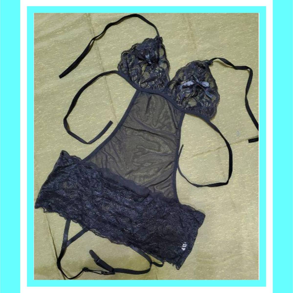 ♥♥素敵★シースルー ブラック☆テディ★フロント ガーター★大人可愛い♥♥K21拍卖