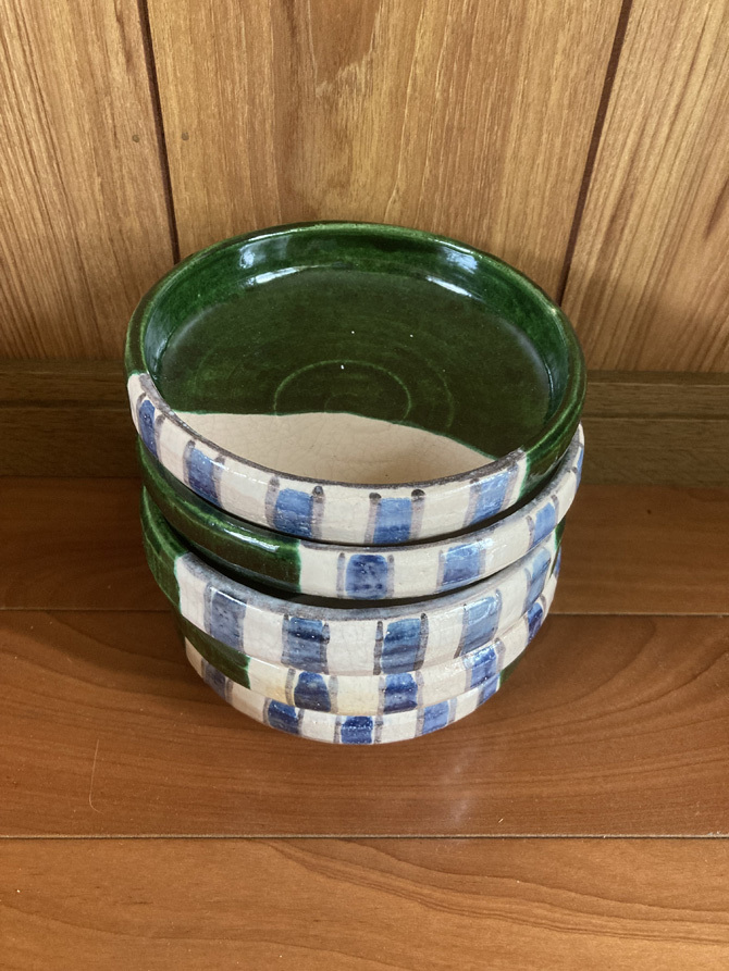 皿 楽焼 白楽織部釉皿揃 島 荷平 875拍卖