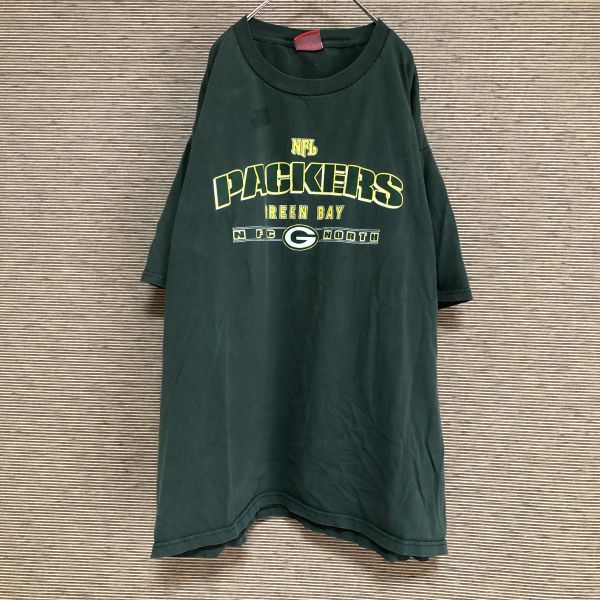 NFL 半袖Tシャツ グリーンベイパッカーズ デカロゴ アメフト モスグリーン47 古着 入手困難 激レア 希少 人気 ビッグロゴ 緑拍卖