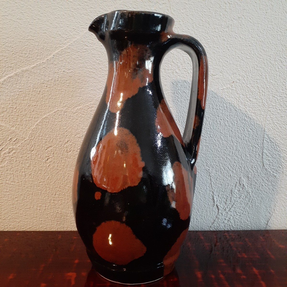 益子焼 花瓶 花入 手付 約28cm×13cm 拍卖