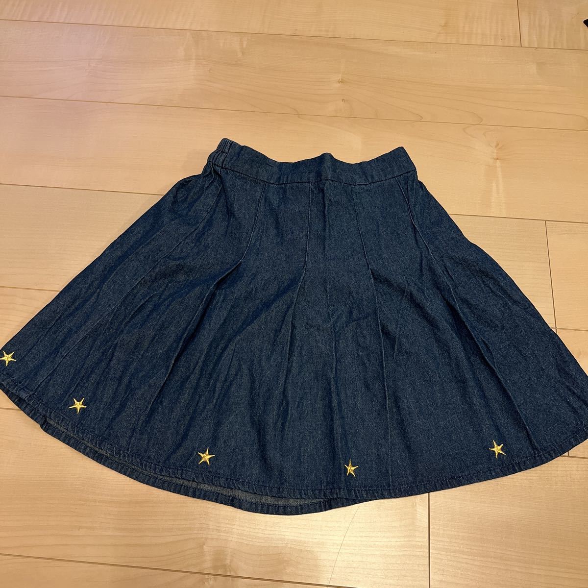 プリーツスカート デニム スター 刺繍 星 Mサイズ 64-70拍卖