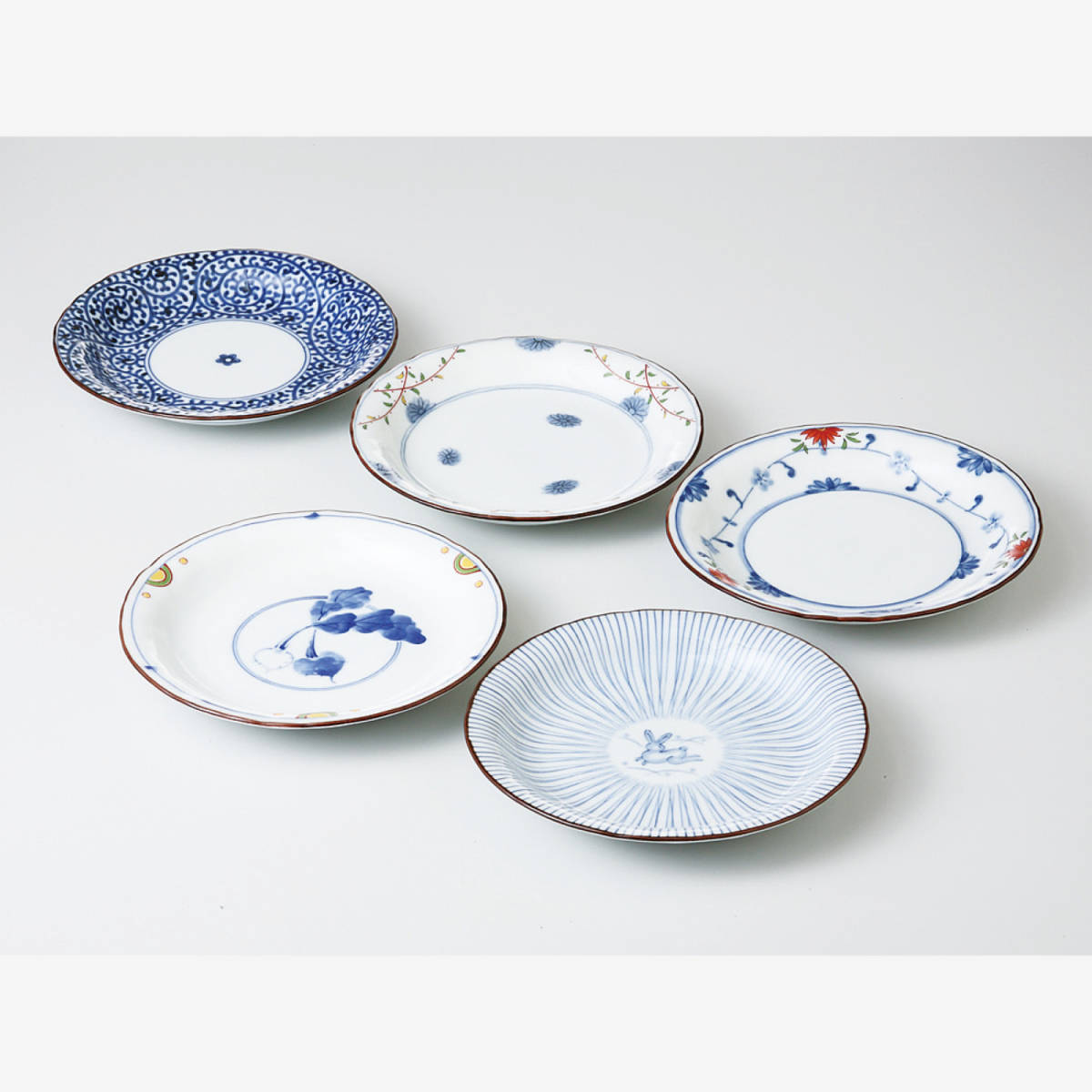 西海! ☆染錦絵変り・和皿揃☆ 31989 新品 ボウル プレート 盛皿 盛鉢 向付 ギフト拍卖