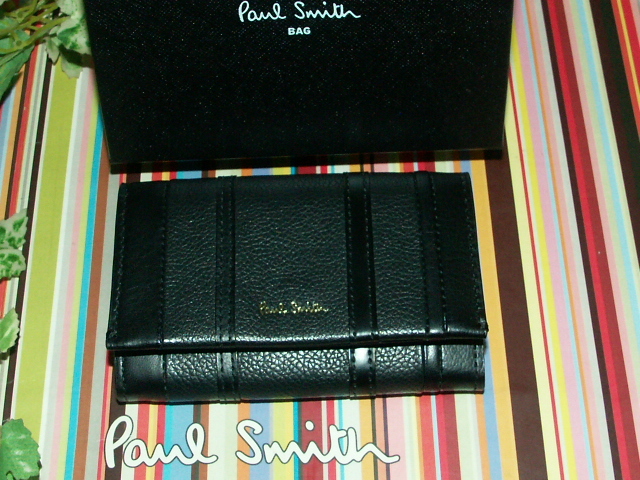 PWD172-K 新品本物即決 ポールスミス Paul Smith 牛革 アップリケS 名刺入れ カードケース ブラック 黒 箱付き拍卖