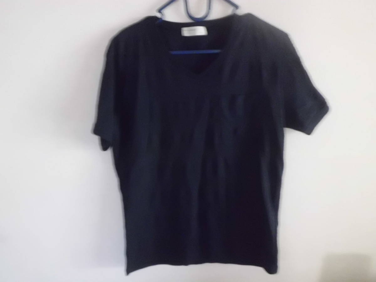 ライトオン Right-on 半袖ボーダーVネックカットソー ネイビー S サイズ 拍卖