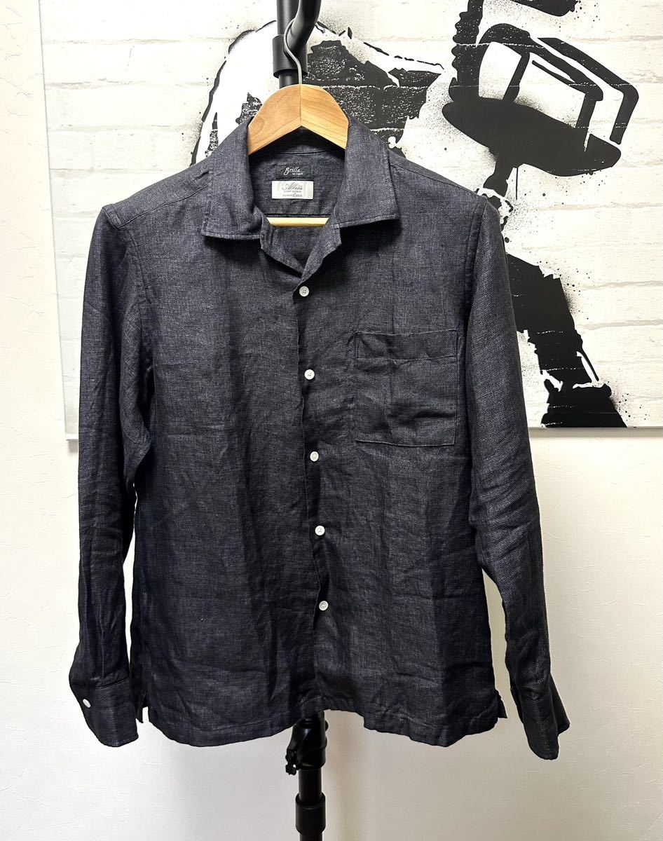 新作 BEAMS Brillaperilgustoリネンソリッドオープンカラー拍卖