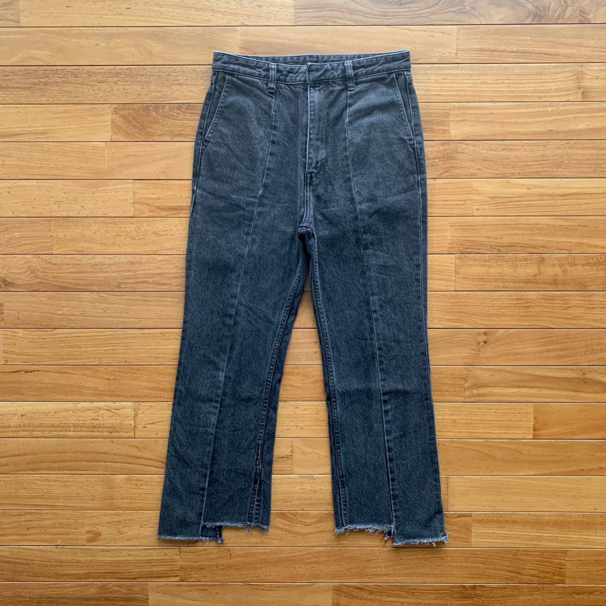 Spick and Span 5 1/2 再構築ブラックデニム スピック&スパン 29 M リメイク カスタム フレアカット ボーイフレンドシルエット拍卖