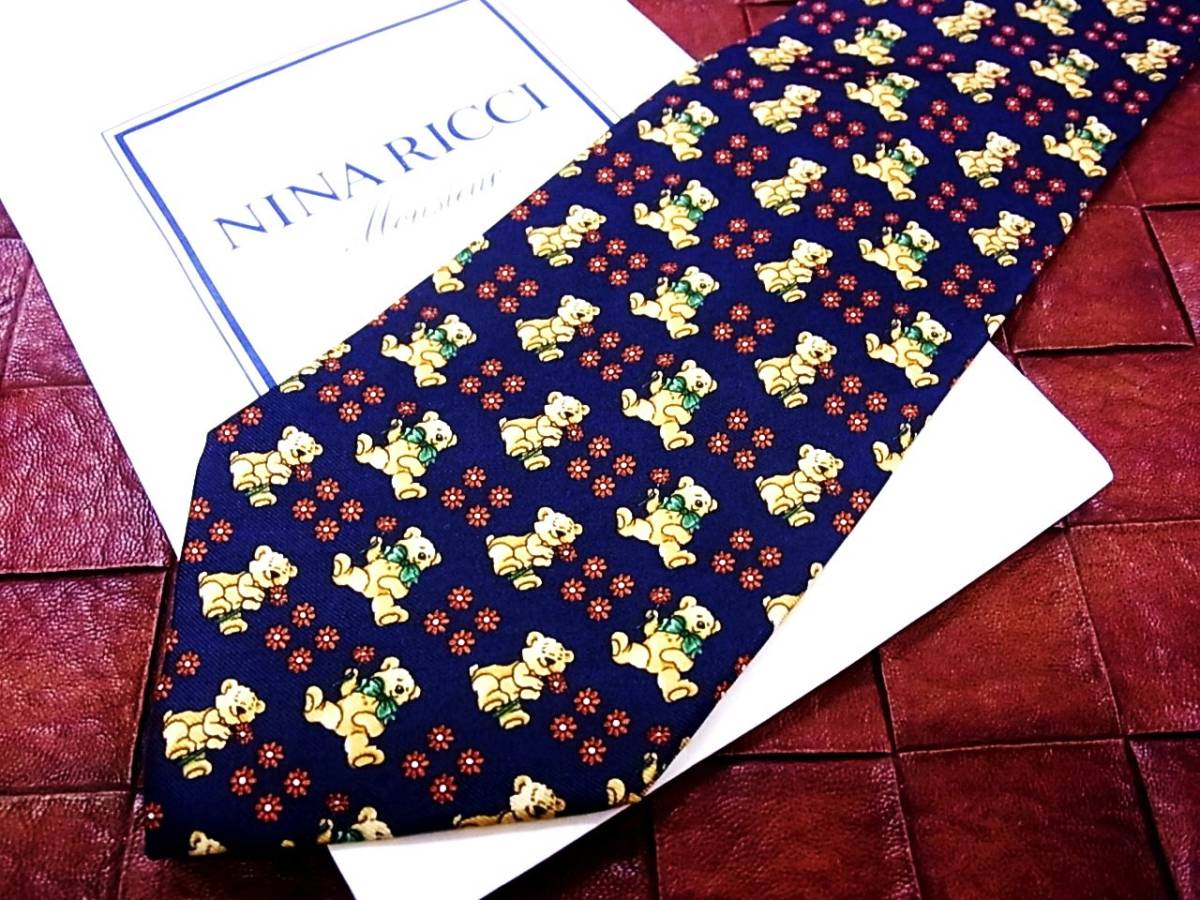 ●2017●良品●ニナリッチ【NINA RICCI】【花・クマ熊テディベア】ネクタイ拍卖