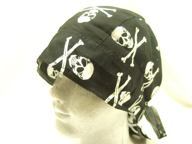横浜最新 THEドクロ♪魅惑のバンダナキャップ スカール黒 メンズレディース 同梱4枚まで送料180円ξbcξ ξSkull66拍卖