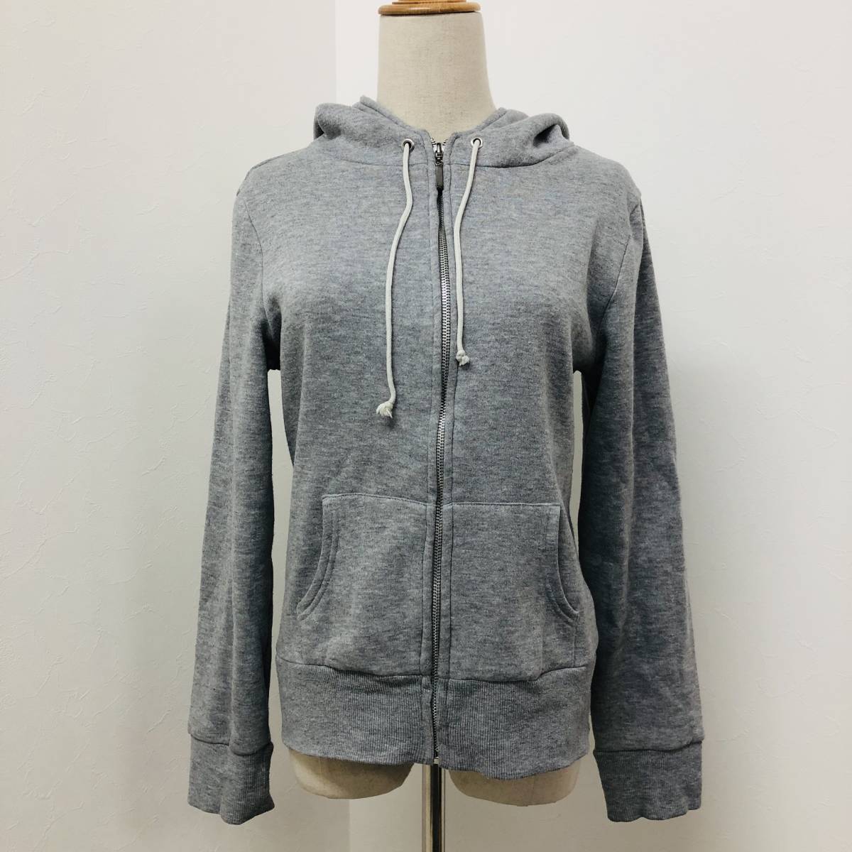 a01512 美品 FJER パーカー 長袖 フルジップ 裏起毛 普段着 シンプル L グレー 無地 レディース ナチュラル ベーシックカジュアルスタイル拍卖