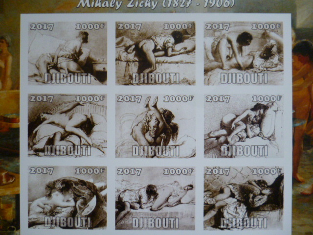 ジブチ切手『ヌード画』(Mihaly Zichy) 無目打A拍卖