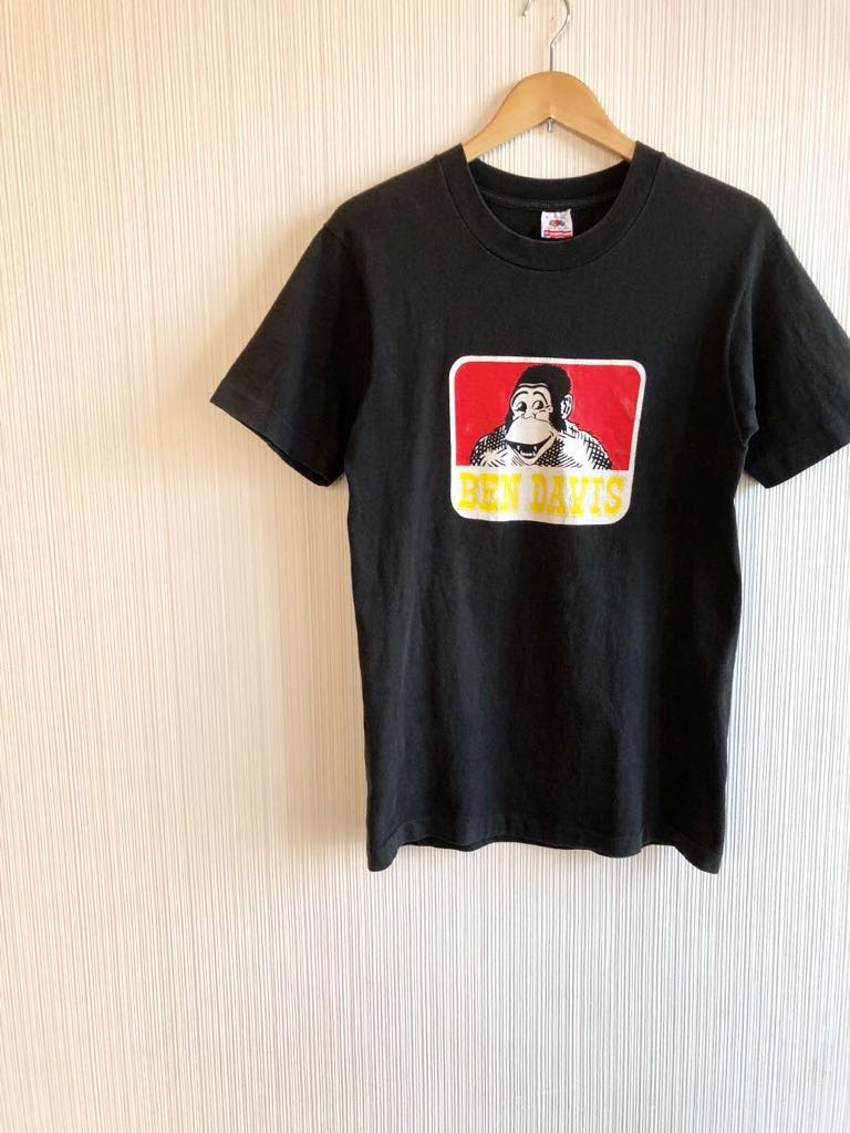 ★☆90s USA製 VINTAGE BEN DAVIS ベンデイビス デカロゴ プリントTシャツ オールド ビンテージ 黒 ブラック S FRUITボディ シングル☆★拍卖