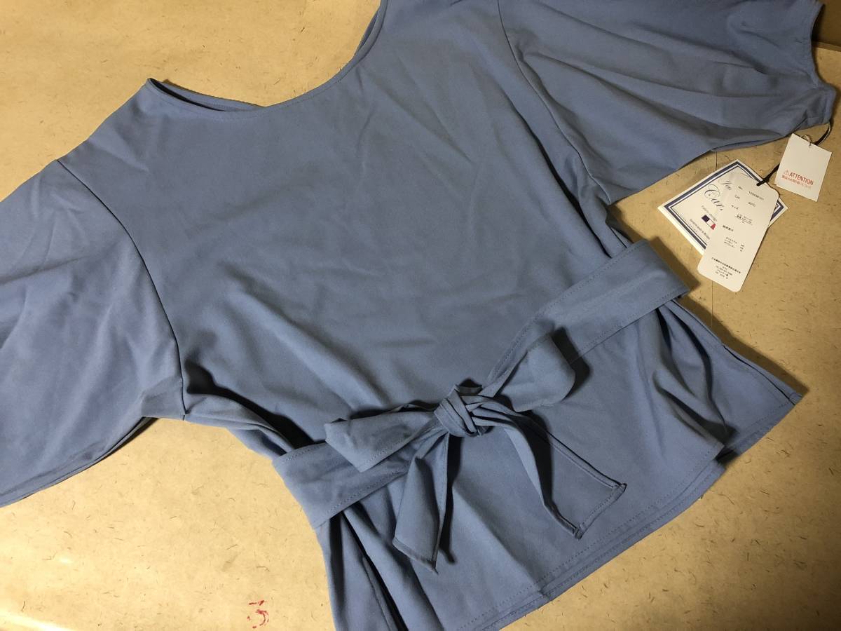 【同梱不可!】ウエスト リボン カットソー?★LL★青拍卖