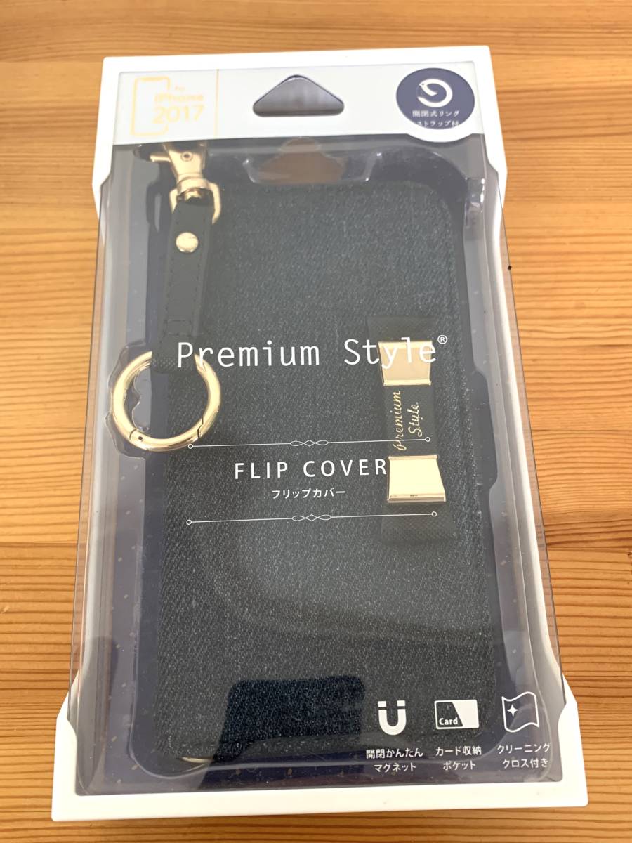 PGA ピージーエー PG-17XFP32BL iPhone 2017年モデル用 手帳型ケース フリップカバー ダブルリボン デニム iPhone X 拍卖