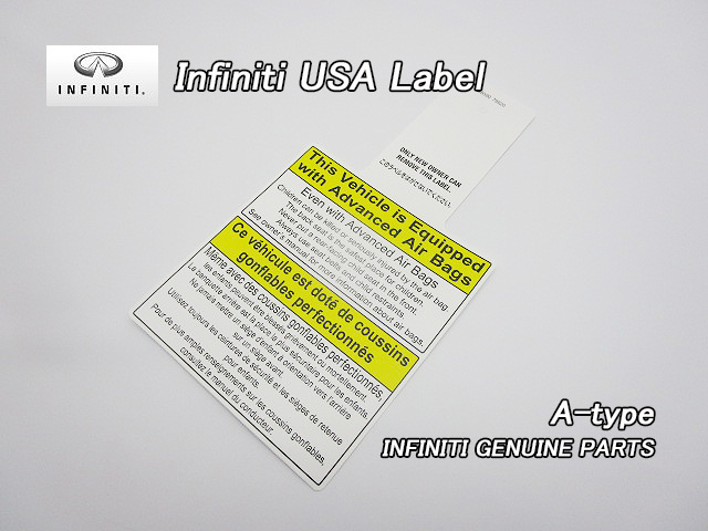 フーガY51【INFINITI】インフィニティM37Q70純正USグローブボックス吊下げラベル/USDM北米仕様タグAirbag.Infoエアバッグ注意書シールUSA拍卖