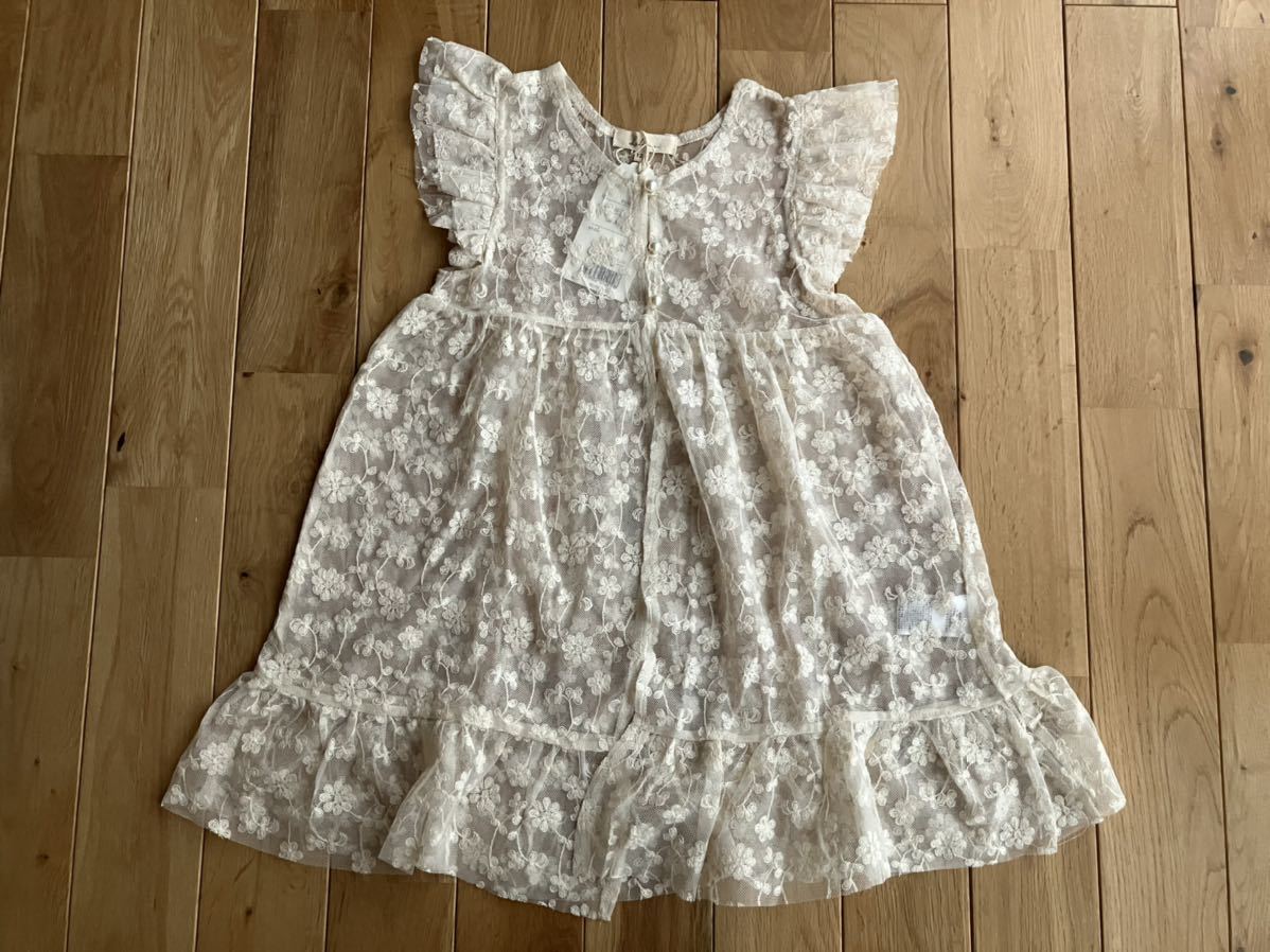 新品 lilouri リルリ 総レース 刺繍 ワンピース 透け感 120センチ拍卖