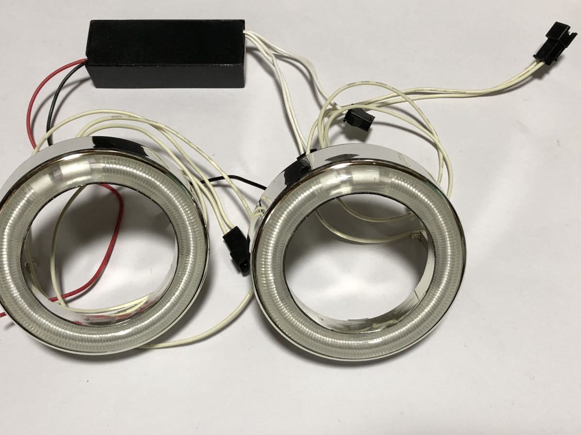 当時物 レア LED イカリング 加工 DIY キット メッキ 白 ホワイト 2個セット 外径81㎜ 内径55㎜ 点灯確認済 新品 長期保管品 送料無料!!拍卖