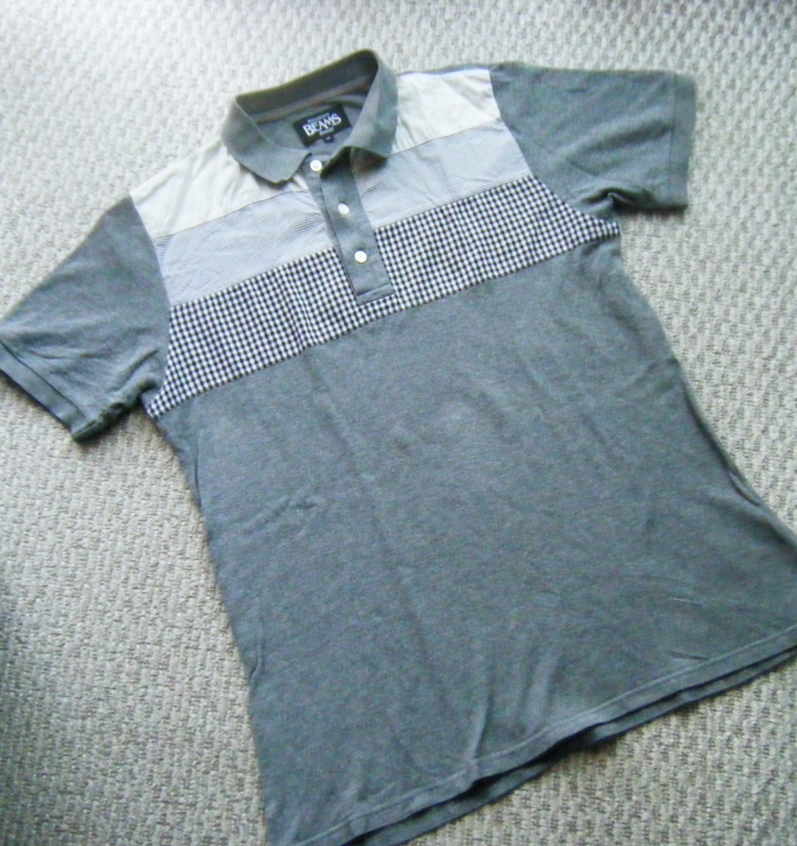 ☆BEAMSビームス 半袖ポロシャツ Mサイズ グレー系拍卖
