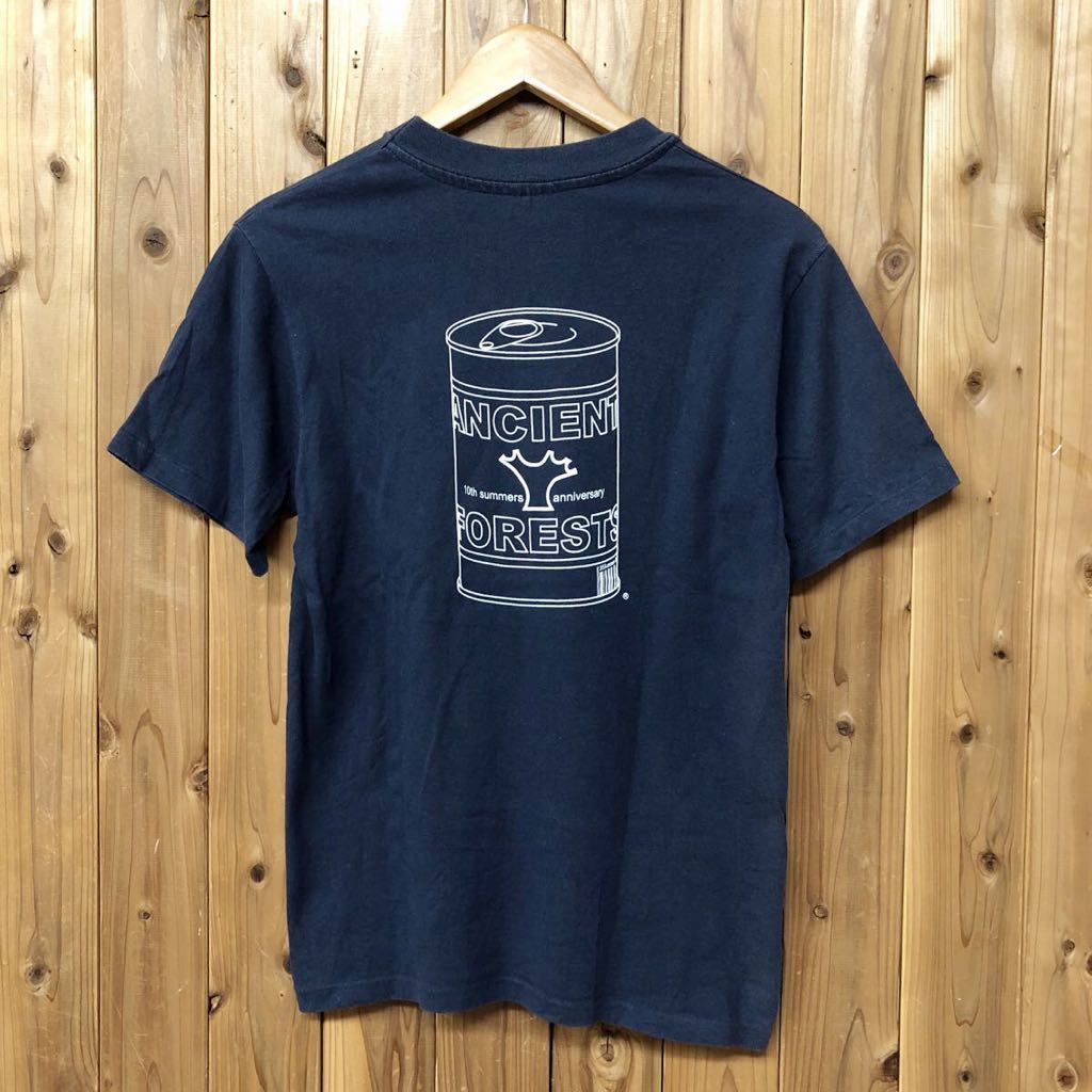 90s USA製 /anvil /アンビル /メンズS 半袖Tシャツ トップス ネイビー プリントTシャツ ANCIENT FORESTS ヴィンテージ USA古着拍卖