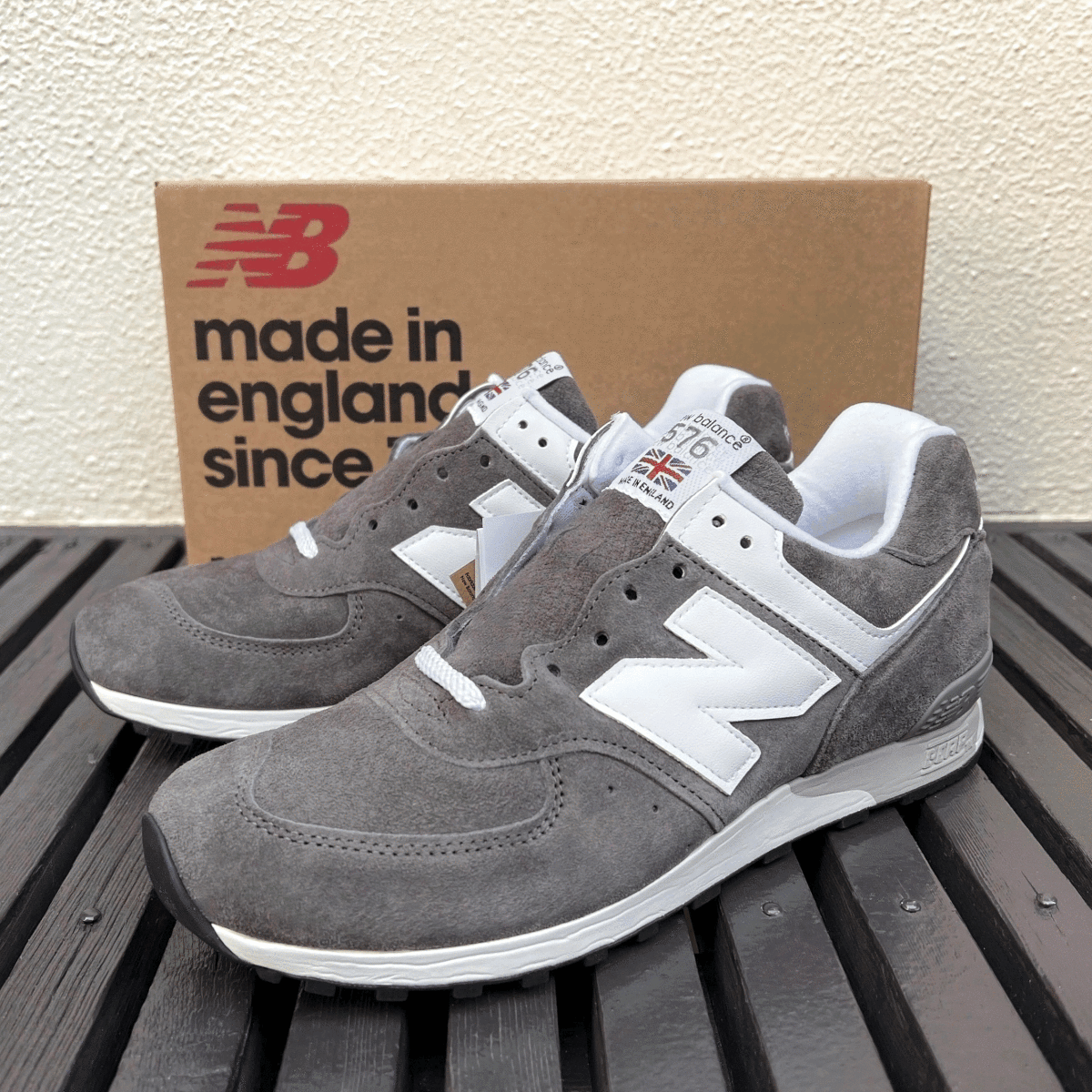 国内正規品 UK製 New Balance M576GRS GRAY US8D 26cm スエード 限定 イギリス英国製 グレー×ホワイト NB スニーカー Made In England拍卖