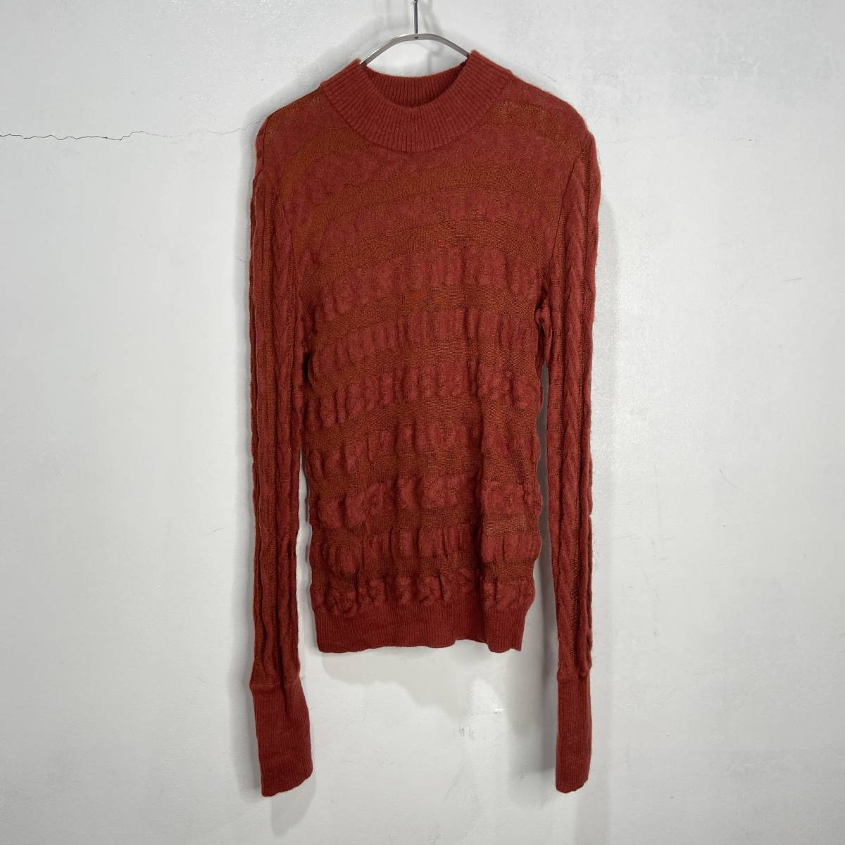 送料無料☆MISSONI☆ミッソーニ☆シースルーサマーセーター☆長袖ニット☆イタリア製☆オレンジ系☆レディースL☆F23拍卖