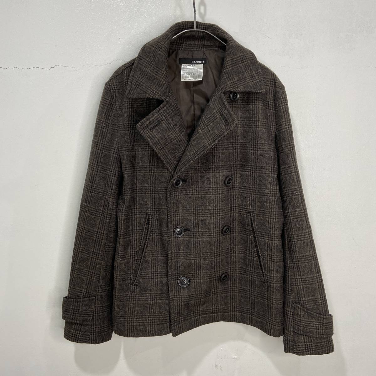 送料無料☆KATHARINE HAMNET☆キャサリンハムネット☆チェック柄Pコート☆ウール☆ブラウン☆レディースM☆F23拍卖