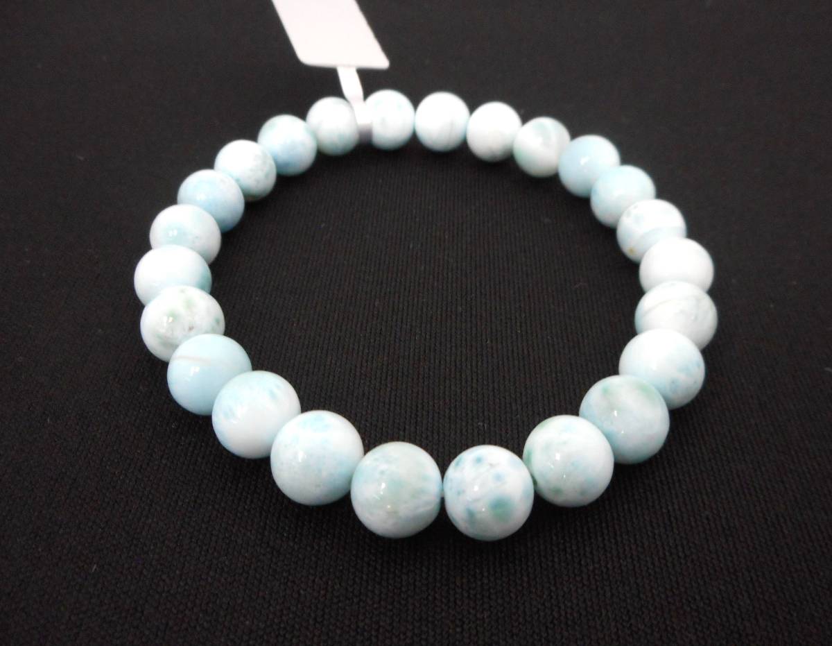 新品 ラリマ ブレスレット 22.5g 玉径8.5mm 4AAAA 天然宝石 ドミニカ共和国産のAAAAラリマー ブルーペクトライト チャロアイト スギライト 拍卖