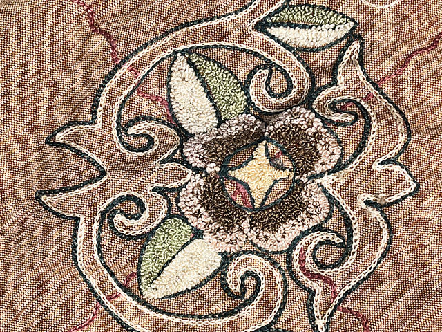 ★刺繍 テーブルクロス/約96×96cm★アンティーク/埃臭い拍卖