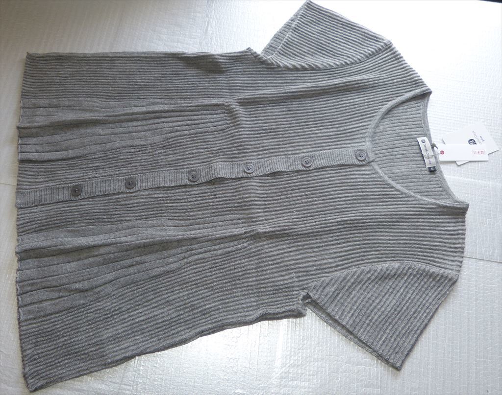 ★ 新品タグ付き 袖付きベスト レディース M 日本製 洗濯可能 グレー ★拍卖