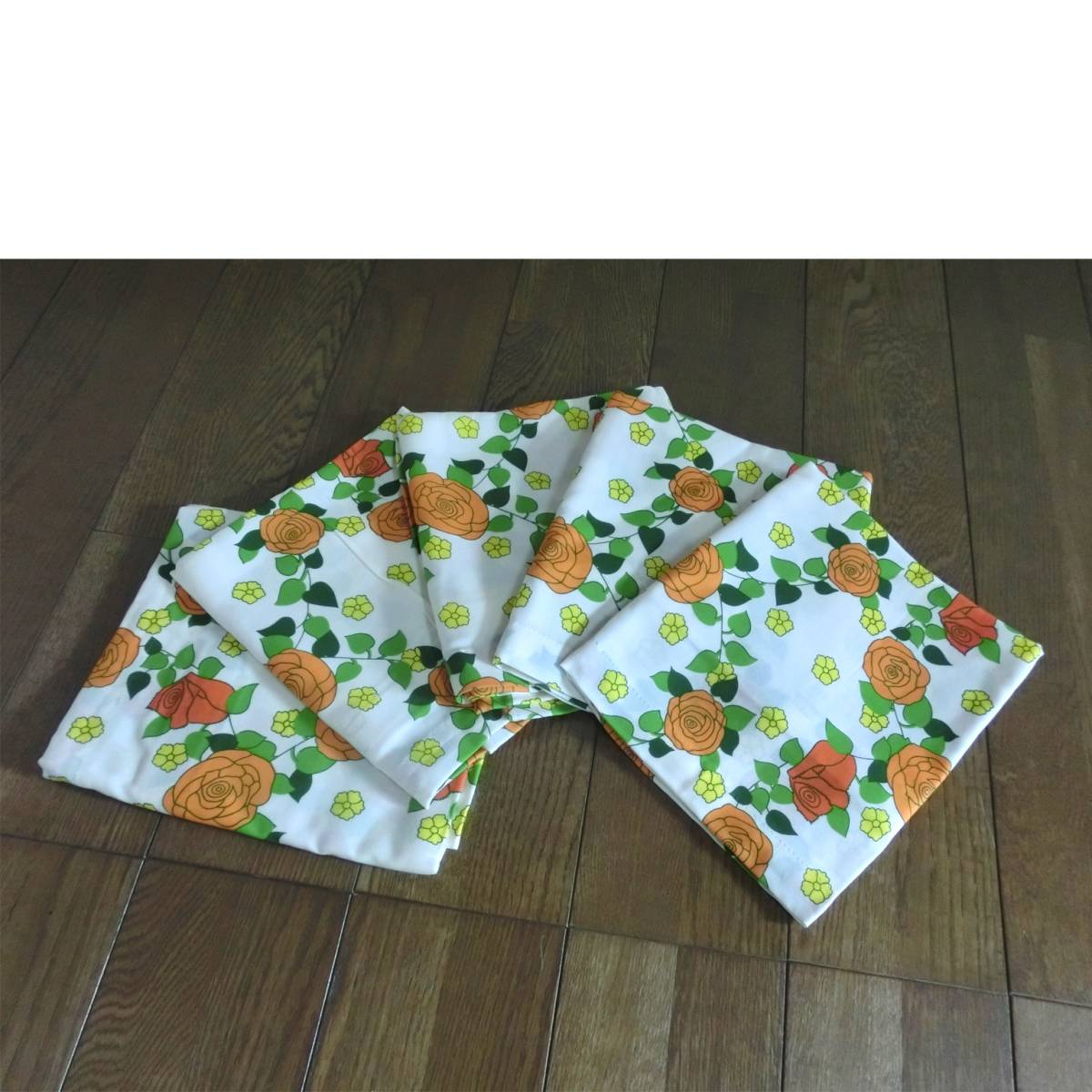 ハギレ 生地 薔薇柄 端切れ 5 オレンジ はぎれ 5枚入 布地 72x106拍卖