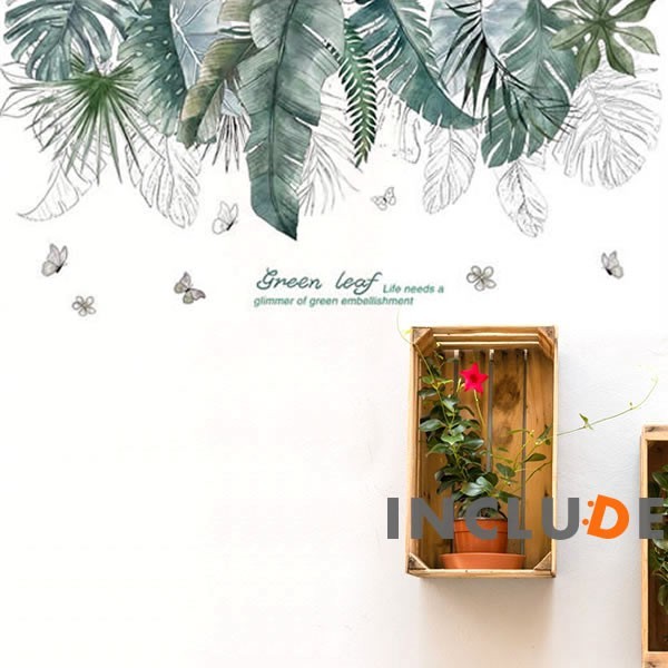 ウォールステッカー グリーンリーフ モンステラ リーフ 葉 ヤシの葉 ボタニカル ビーチ リゾート グリーン アジアン 観葉植物拍卖