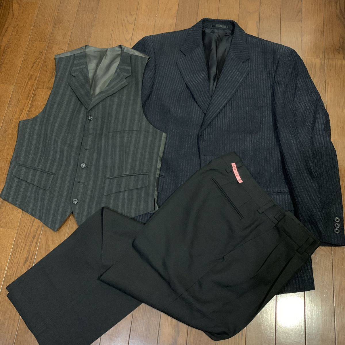 スーツ セットアップ 3点 / ジャケット ベスト スラックス / まとめ売り スリーピース メンズスーツ拍卖