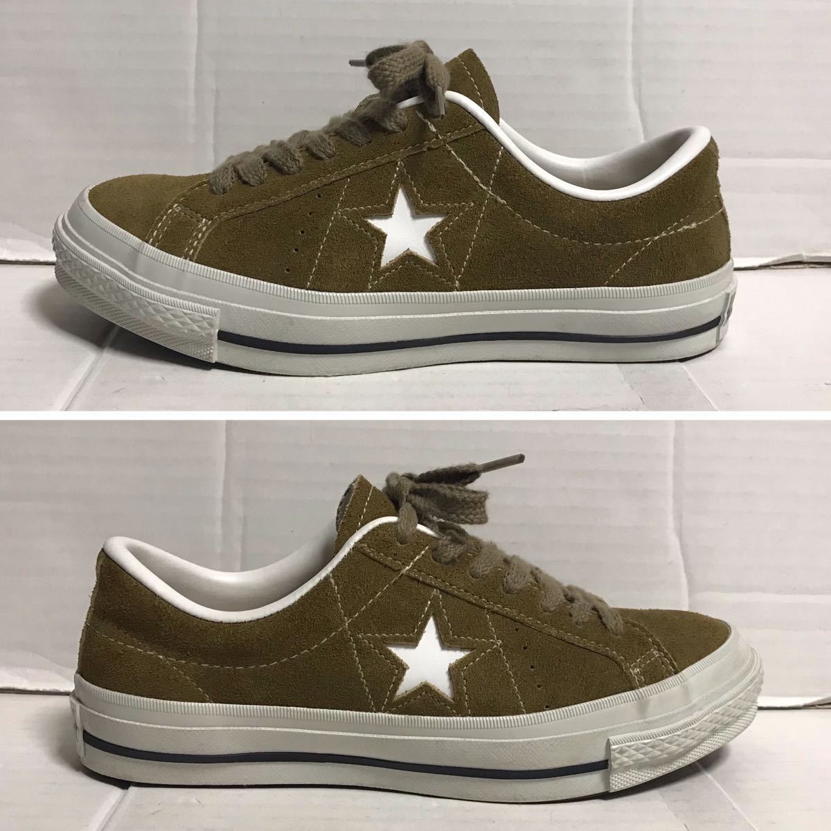 converse コンバース ONESTAR ワンスター J MADE IN JAPAN 日本製 SUEDE スエード オリーブ × 白 ホワイト 23.5拍卖