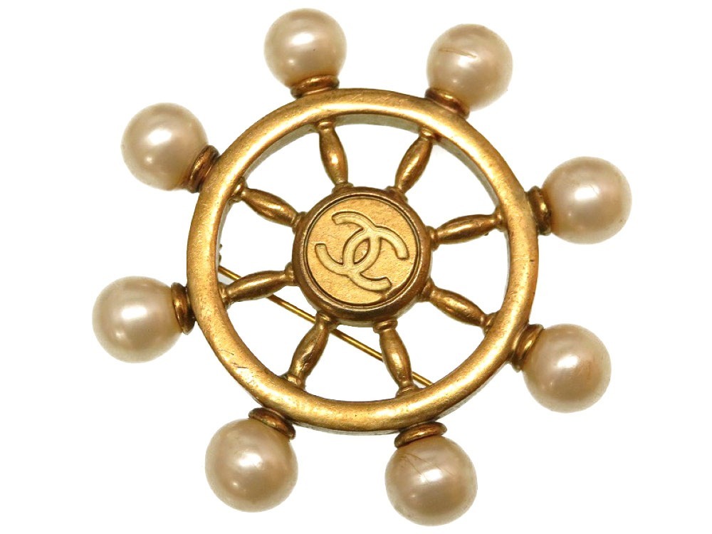 CHANEL ヴィンテージシャネル 94Pコレクション 舵輪 デザインパールブローチ拍卖