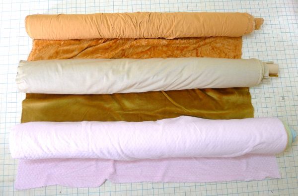 f334【未使用】布ロール 3点 茶 巾130㎝ 黄土色 巾137㎝ 4色布 巾145㎝ ハンドメイド 手芸 裁縫 【直接引取歓迎 大阪市生野区】/200拍卖