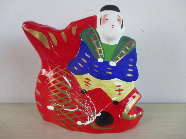 郷土玩具◆高松張子 鯛乘り童子 香川県 伝統工芸品 鯛乘り恵比寿拍卖