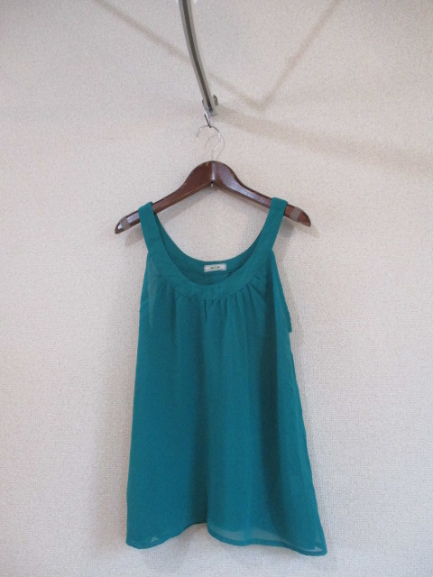 Heatherヘザー緑シフォンノースリーブブラウス(USED)70718)拍卖