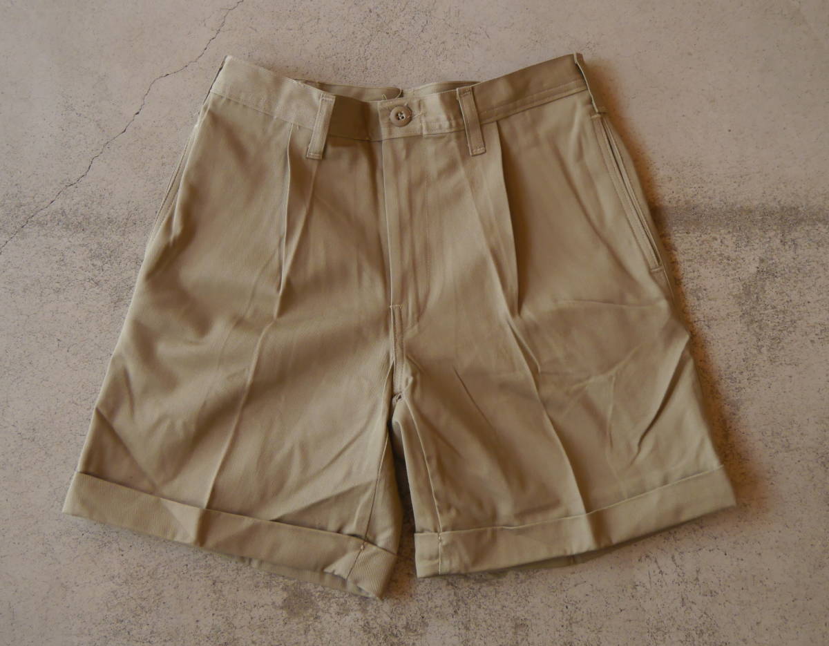 80年代アメリカ製デッドストックMADE IN USAチノパン ショーツ短パン実物ビンテージ古着ハーフパンツ90年代ハーフチノ未使用ショートパンツ拍卖