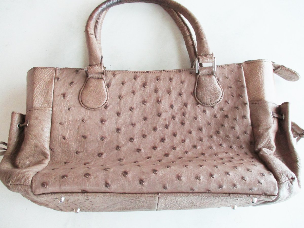 ★とちぎ屋!【オーストリッチ】ハンドバック 茶系色カラー 長期店頭展示品★拍卖