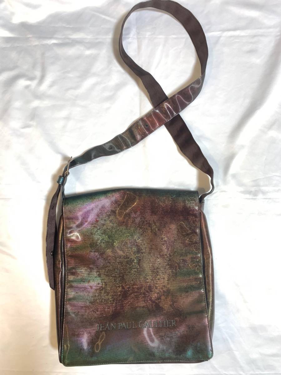 Jean Paul GAULTIER ジャンポールゴルチエ ゴルチェ 玉虫柄 Vサイバー ショルダーバッグ 光沢 かばん 鞄 アーカイブ archive bag拍卖