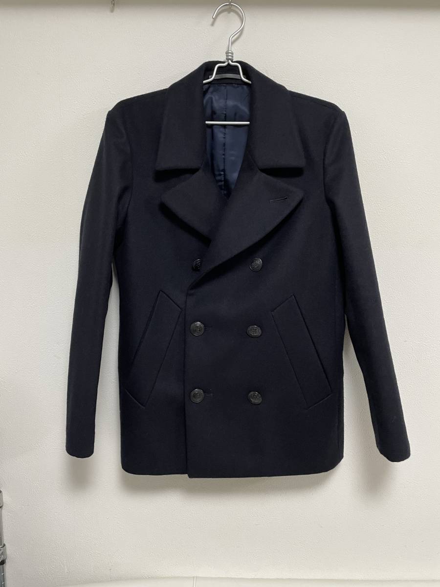 Paul Smith ポールスミス カシミヤ混 メタルボタン ダブル ピーコート ダークネイビー M拍卖