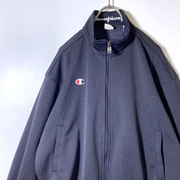 90s 日本製 Champion products チャンピオンプロダクツ ジャージ トラックジャケット Lサイズ 黒 ブラック ロゴ刺繍 匿名配送拍卖